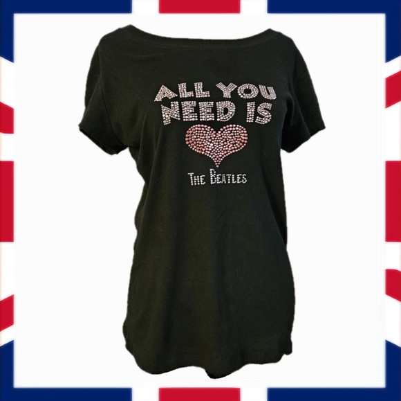 The Beatles Tops - THE BEATLES♀️Vintage Rhinestone Black T-Shirt Women's L